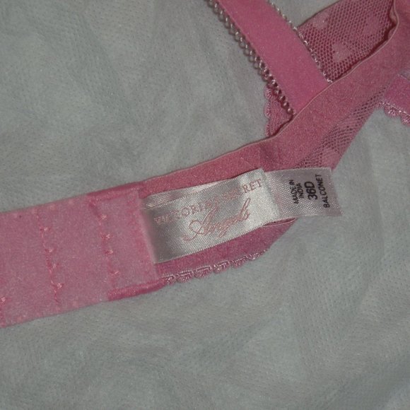 Vtg NEW Victoria's Secret Angels Pink Ruffled Heart Balconet, 36D - Picture 8 of 10
